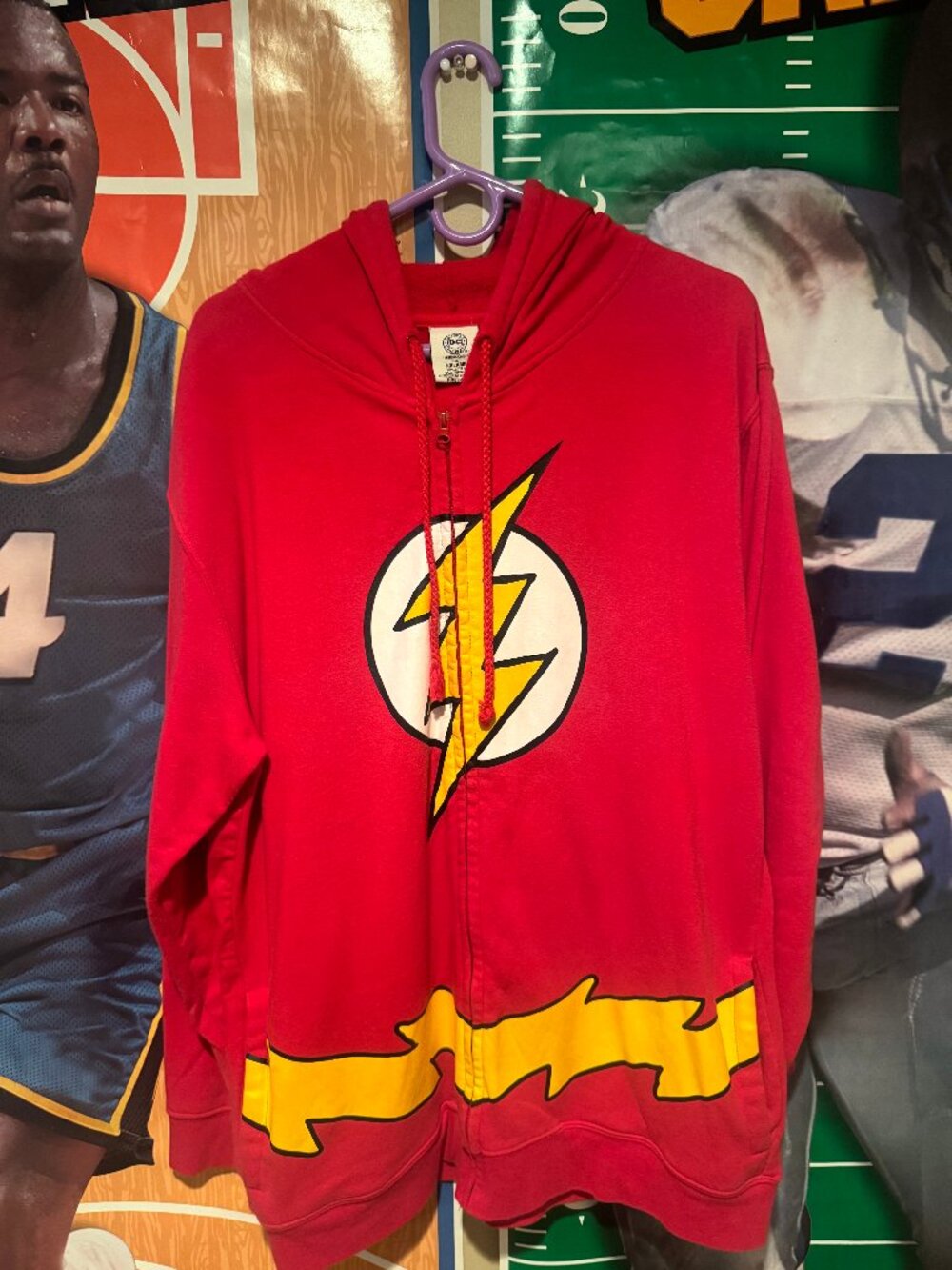 Vintage like Y2K DC Comics Flash Zip Up Hoodie Red Yellow Costume (Men's 2XL)